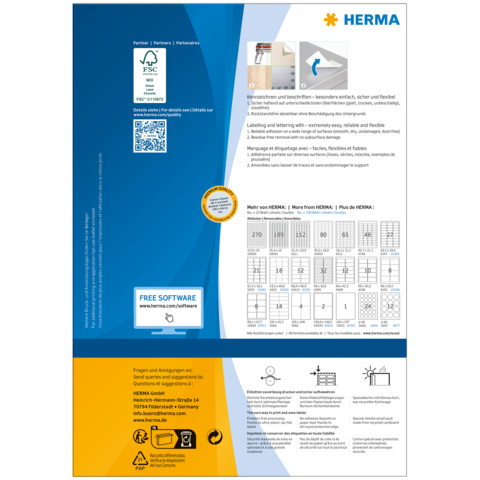HERMA 4476 printeretiket Wit Zelfklevend printerlabel