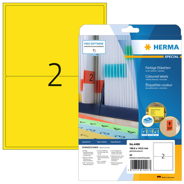 Etiketten geel 199,6x143,5 A4 40 st.