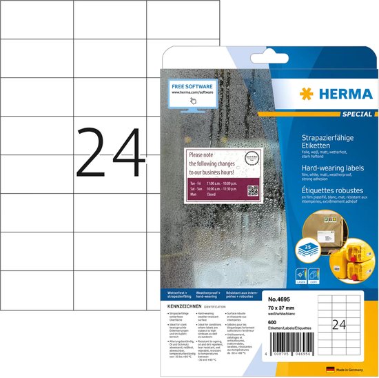 Etiketten folie wit 70x37 A4 LaserCopy