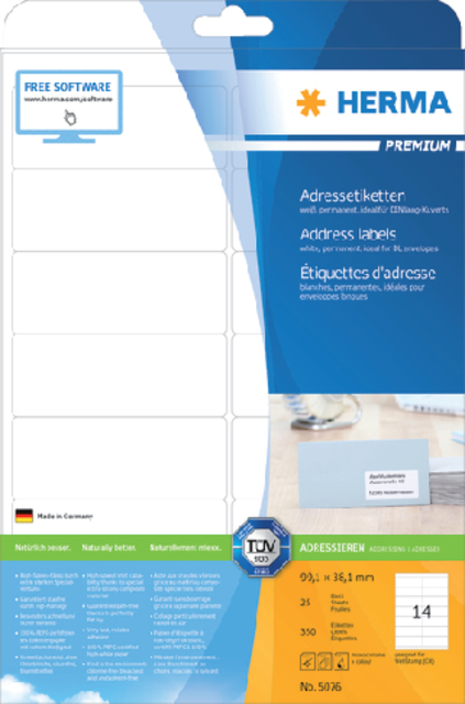 HERMA 5076 adreslabels Wit