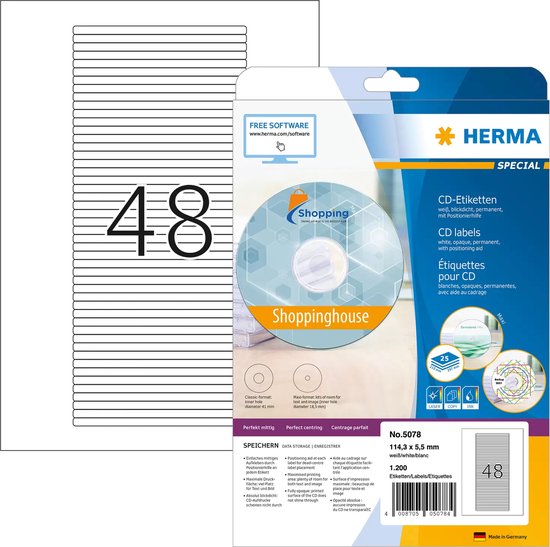 HERMA 5078 printeretiket Wit Zelfklevend printerlabel