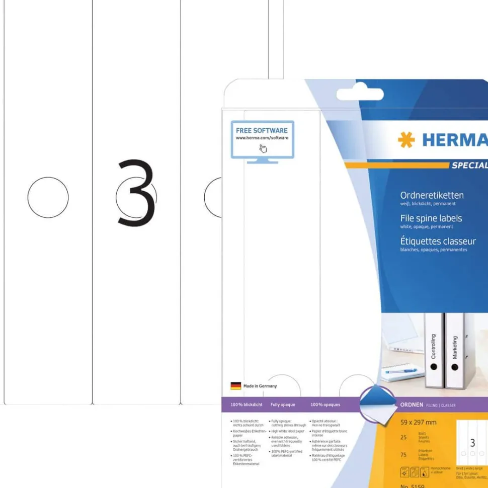 HERMA 5159 etiket Afgeronde rechthoek Permanent Wit 75 stuk(s)