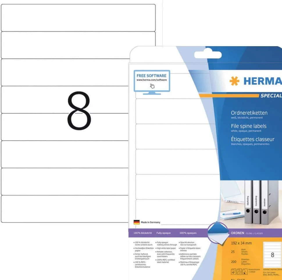 HERMA 5160 etiket Afgeronde rechthoek Permanent Wit 200 stuk(s)