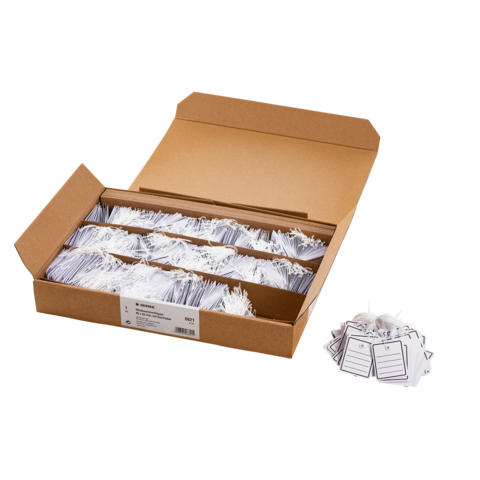 Productlabel 40x50 mm met Plasticoogje / draad 1000 St.