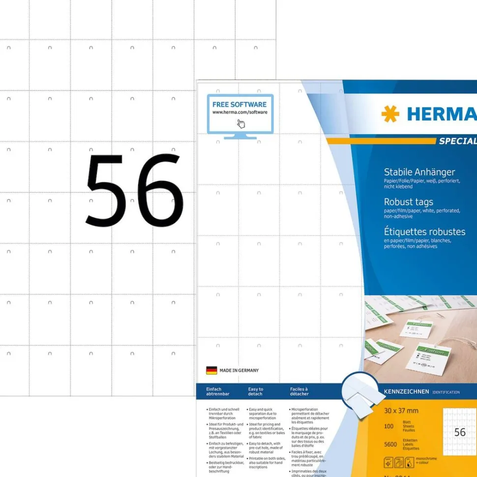 HERMA 8044 niet-klevende labels 5600 stuk(s) Wit Rechthoek