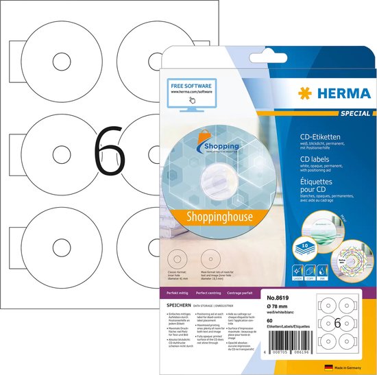HERMA 8619 printeretiket Wit Zelfklevend printerlabel