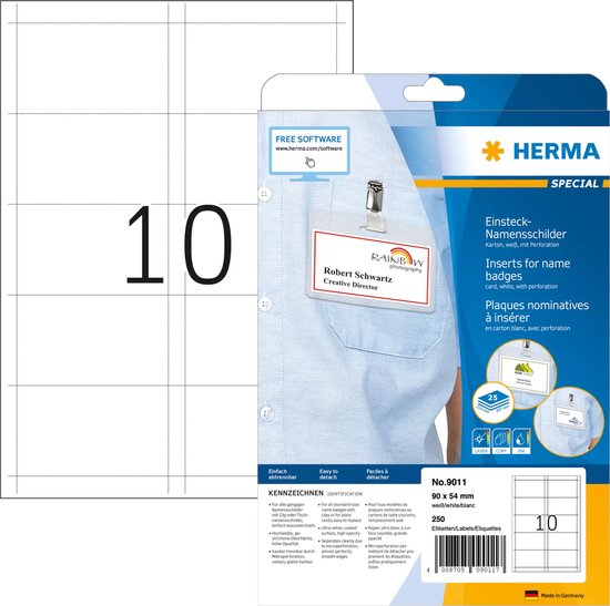 HERMA 9011 printeretiket Wit Niet-klevend printerlabel