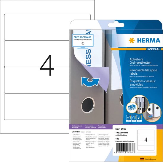 HERMA 10160 printeretiket Wit Zelfklevend printerlabel