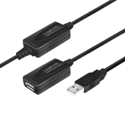 LogiLink 20M USB 2.0 - USB 2.0 M/F USB-kabel USB A Zwart