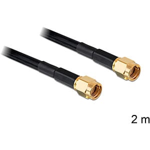 DeLOCK RP-SMA - RP-SMA, 2m coax-kabel Zwart