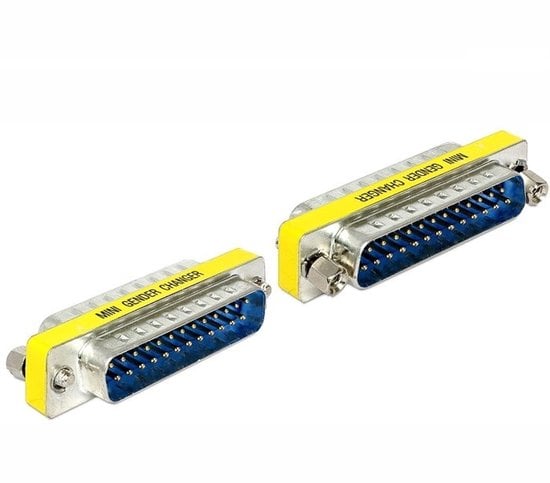 DeLOCK 65482 tussenstuk voor kabels Sub-D 25 Blauw, Zilver, Geel