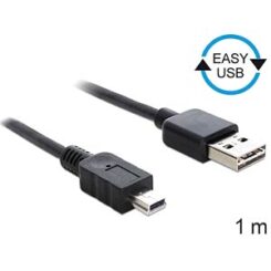 DeLOCK 1m USB 2.0 A - mini USB m/m USB-kabel USB A Mini-USB A Zwart