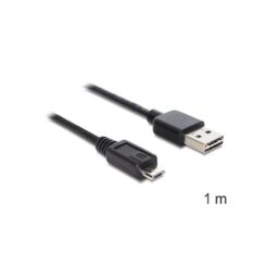 DeLOCK EASY-USB 2.0-A - USB 2.0 micro-B, 1m USB-kabel USB A Micro-USB B Zwart