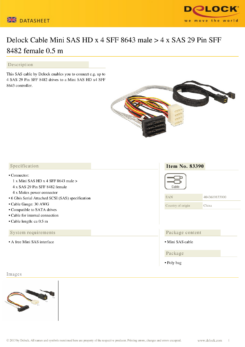 DeLOCK 83390 Serial Attached SCSI (SAS)-kabel 0,5 m Meerkleurig
