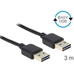 DeLOCK 3m USB 2.0 A USB-kabel USB A Zwart