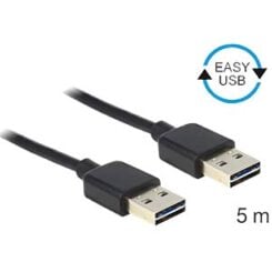 DeLOCK 5m USB 2.0 A USB-kabel USB A Zwart