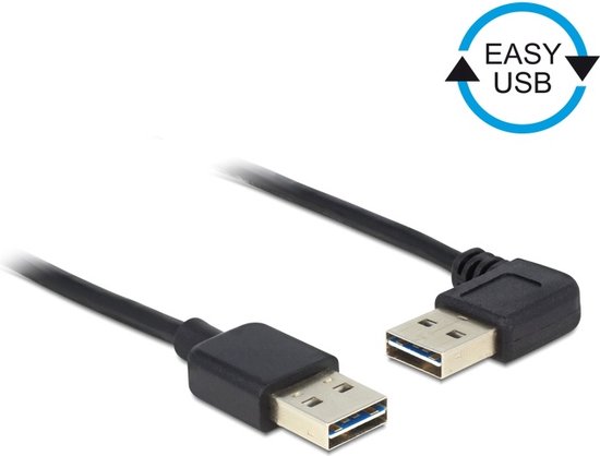 DeLOCK 3m USB 2.0 A m/m 90° USB-kabel USB A Zwart