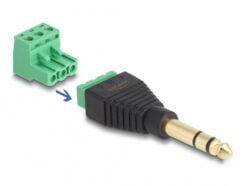 DeLOCK 65460 tussenstuk voor kabels 6.35mm 3 pin Terminal Block Zwart