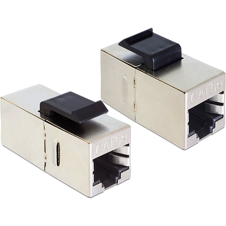 DeLOCK 86204 tussenstuk voor kabels RJ45 Zwart, Zilver
