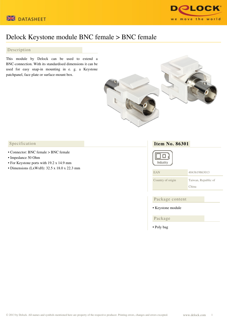 DeLOCK 86301 keystonemodule
