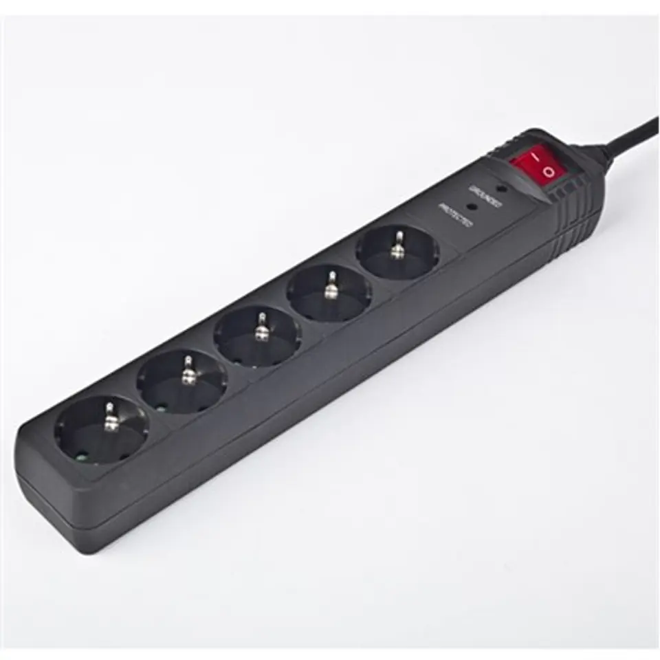 5 voudig, 3 m, 250V AC, 16 A, 50/60 Hz, zwart