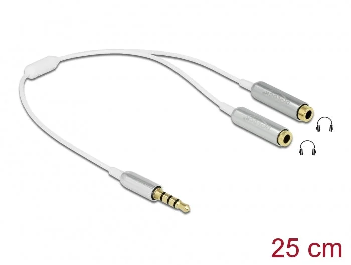 DeLOCK 65576 audio kabel 0,25 m 3.5mm 2 x 3.5mm Wit