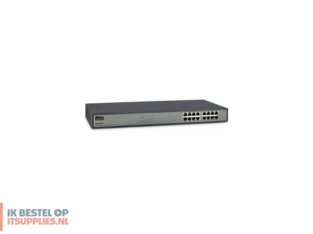 Inter-Tech ST3116 Fast Ethernet (10/100) Zwart, Grijs
