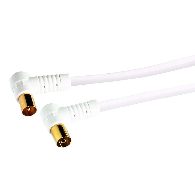 Schwaiger KVKWHQ15 532 coax-kabel 1,5 m angled IEC jack IEC angled connector Wit