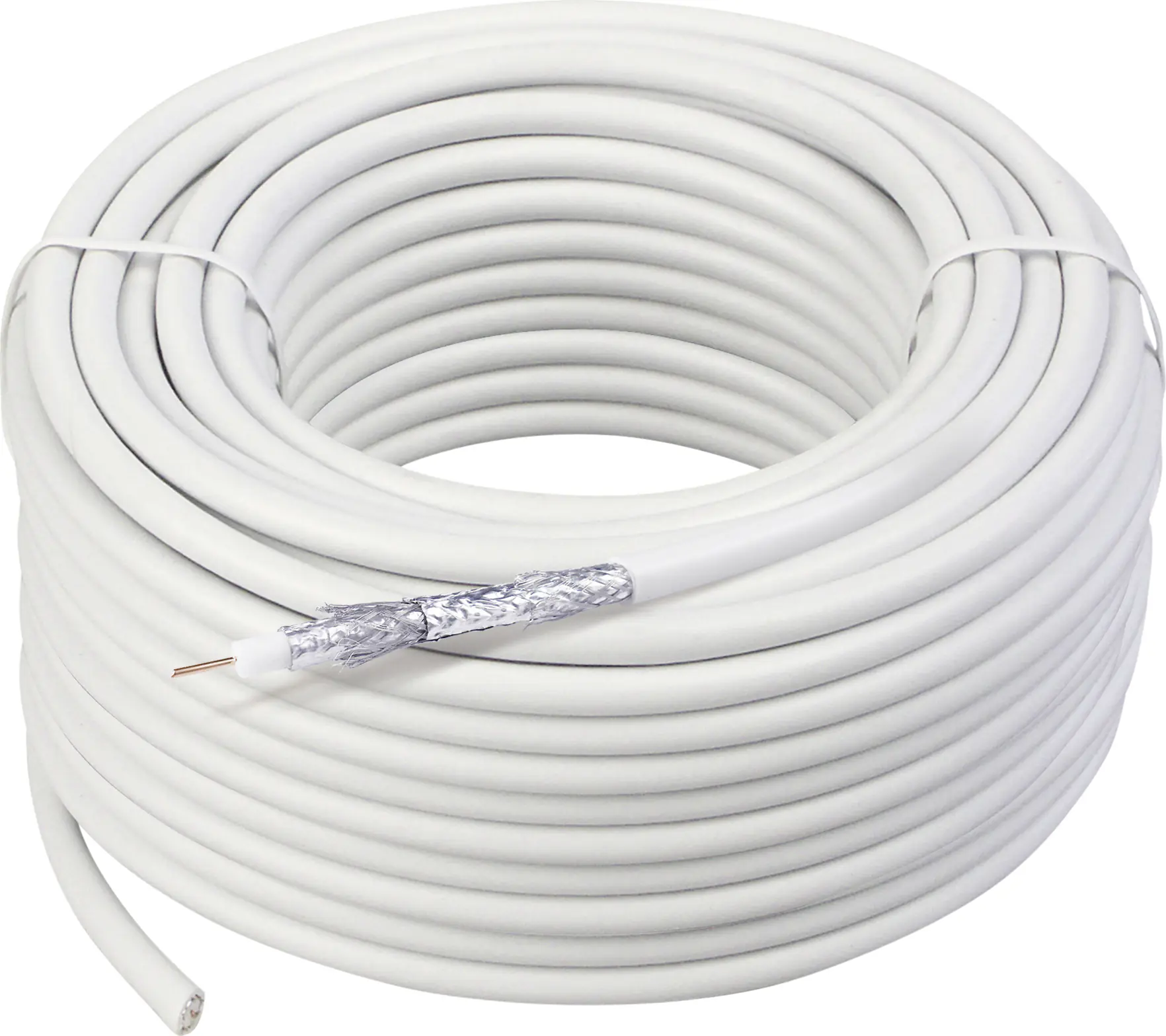 Schwaiger Koaxial-Antennen-Kabel 115dB 4-fach 7,3mm 50m Weiß