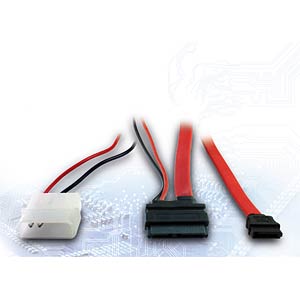 Inter-Tech Slim DVD 0.6m SATA-kabel 0,6 m SATA 13-pin SATA 7-pin Zwart, Rood, Wit