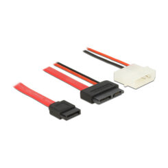 DeLOCK 84790 SATA-kabel 0,5 m SATA 13-pin SATA 7-pin + Molex (4-pin) Zwart, Rood