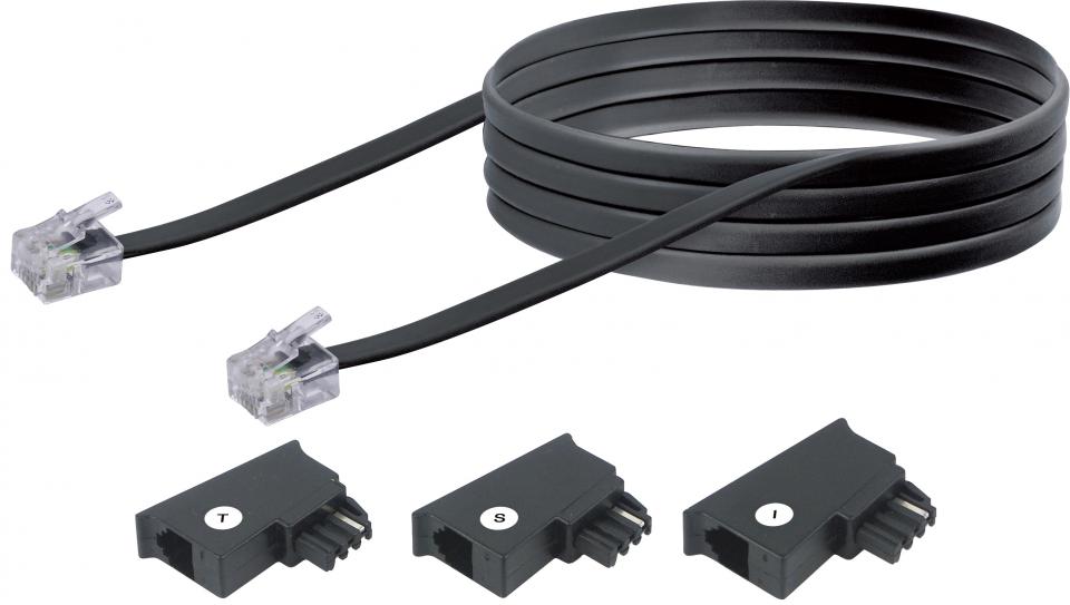 Schwaiger 6.0m RJ-11 - RJ-11 6 m Zwart