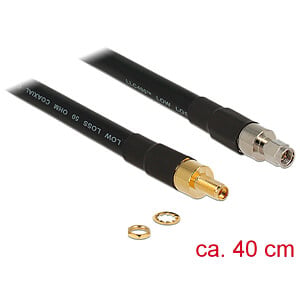 DeLOCK 0.4m SMA/SMA coax-kabel CFD400, LLC400 0,4 m Zwart