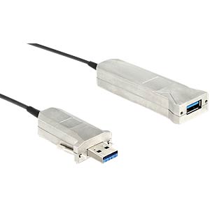 DeLOCK 50m USB3.0-A + USB Micro-B/USB3.0-A USB-kabel USB 3.2 Gen 1 (3.1 Gen 1) USB A USB A/Micro-USB B Zwart, Zilver