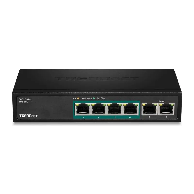 Trendnet TPE-S50 netwerk-switch Unmanaged L2 Fast Ethernet (10/100) Power over Ethernet (PoE) Zwart
