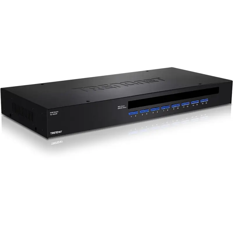 Trendnet 16-Port USB/PS/2 Rack Mount KVM Switch KVM-switch Rack-montage Zwart
