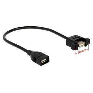 DeLOCK 0.25m 2xUSB2.0-A USB-kabel USB 2.0 0,25 m USB A Zwart