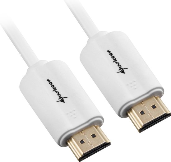 Sharkoon 2m, 2xHDMI HDMI kabel HDMI Type A (Standaard) Wit