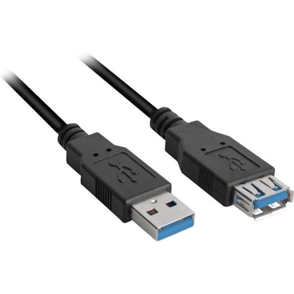 Sharkoon 3m, 2xUSB3.0-A USB-kabel USB 3.2 Gen 1 (3.1 Gen 1) USB A Zwart