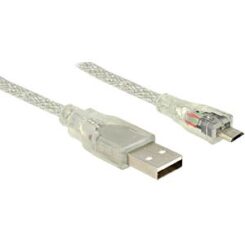 DeLOCK 0.5m, USB2.0-A/USB2.0 Micro-B USB-kabel 0,5 m USB A Micro-USB B Transparant