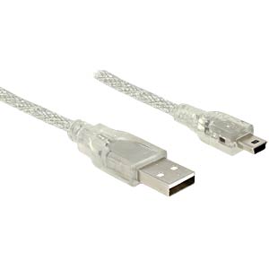 DeLOCK 0.5m, USB2.0-A/USB2.0 Mini-B USB-kabel 0,5 m USB A Mini-USB B Transparant