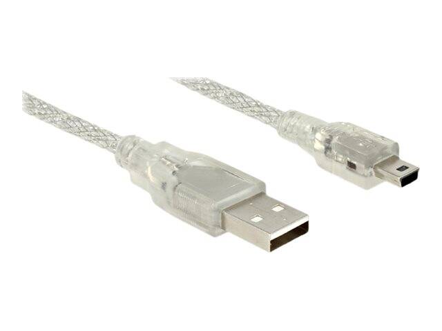 DeLOCK 1m, USB2.0-A/USB2.0 Mini-B USB-kabel USB A Mini-USB B Transparant