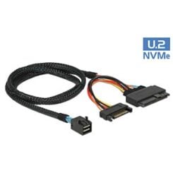 DeLOCK 0.75m, SFF-8643/U.2 SFF-8639+SATA 0,75 m Zwart