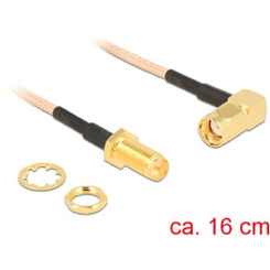 DeLOCK 0.16m, 2xRP-SMA coax-kabel RG-316 0,16 m RP-SMA Zwart, Goud, Transparant