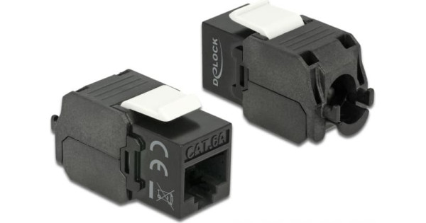 Keystone Delock RJ45 Cat6a verloop stekker (8P/8C) zwart ungeschirm