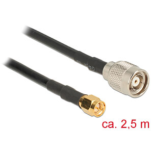 DeLOCK 89514 coax-kabel RG-58 C/U 2,5 m RP-TNC SMA Zwart