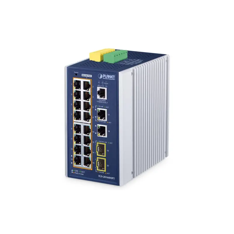 PLANET IGS-20160HPT netwerk-switch Managed L2/L3 Gigabit Ethernet (10/100/1000) Power over Ethernet (PoE) Blauw, Wit