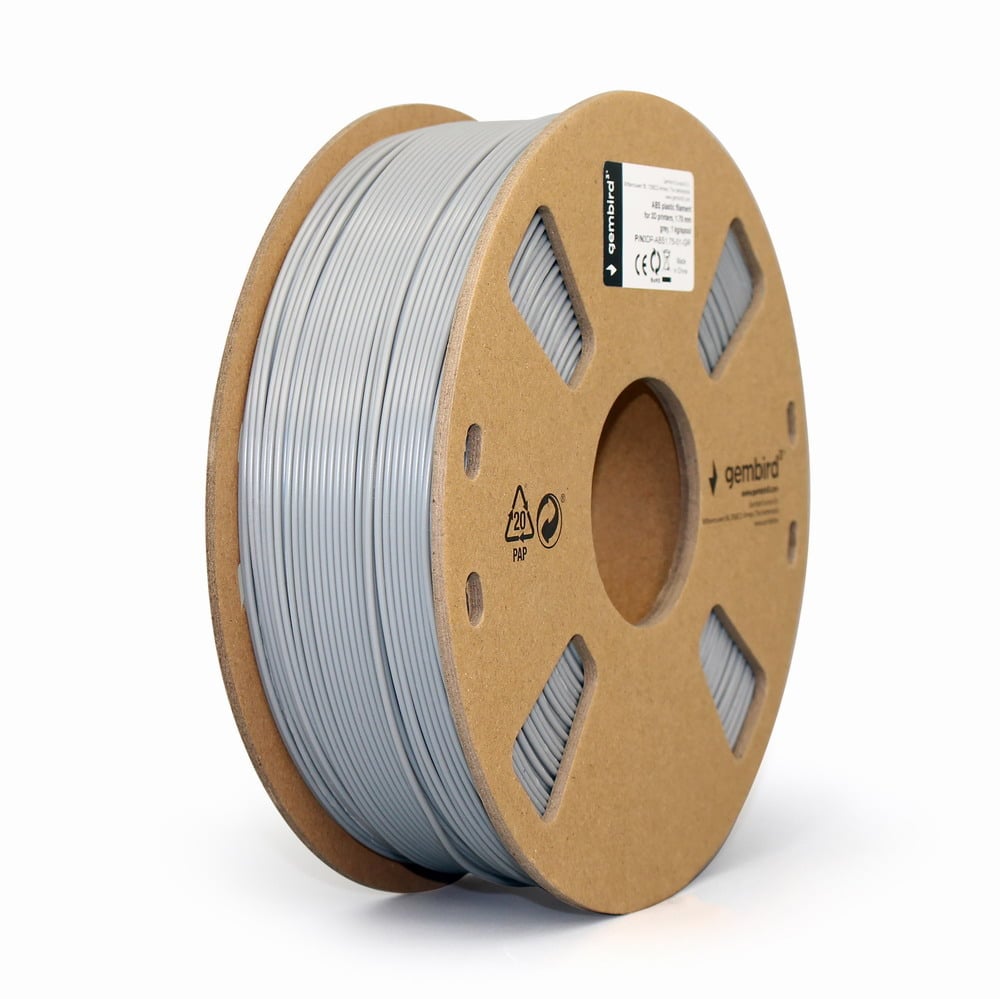 ABS plastic filament voor 3D printers, 1.75 mm diameter, grijs