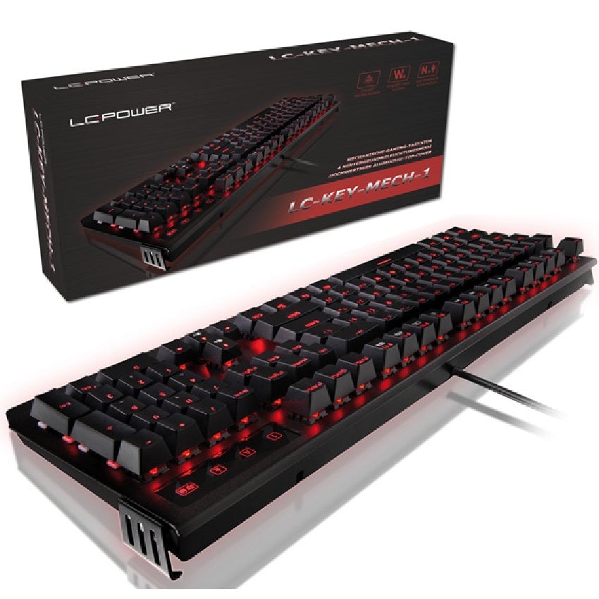 LC-Power LC-KEY-MECH-1 toetsenbord Gamen USB QWERTZ Duits Zwart