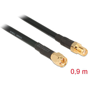 DeLOCK 88930 coax-kabel CFD200 0,9 m SMA Zwart